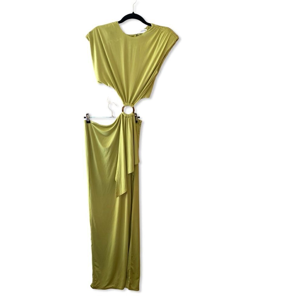 NWT Lovers and Friends encore chartreuse maxi dress cut out stretch Revolve M - Picture 4 of 12